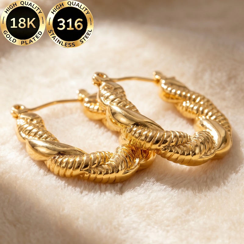 Women's 18K Gold Plated Mobius Twist Geometric Earrings